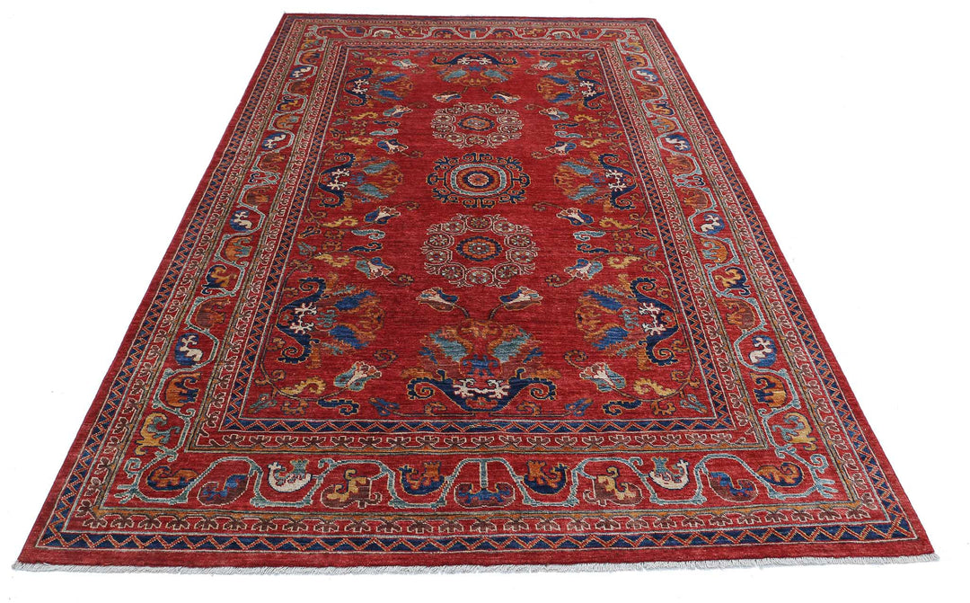 Hand Knotted Nomadic Caucasian Humna Wool Rug 5' 10" x 9' 1" - No. AT38853