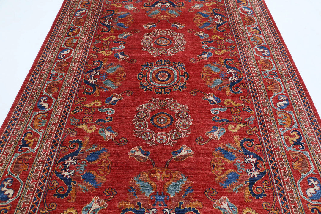 Hand Knotted Nomadic Caucasian Humna Wool Rug 5' 10" x 9' 1" - No. AT38853