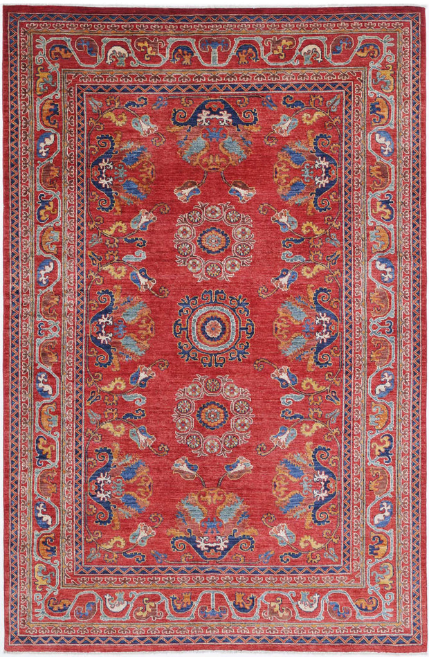 Hand Knotted Nomadic Caucasian Humna Wool Rug 5' 10" x 9' 1" - No. AT38853