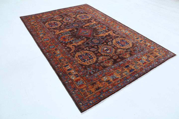 Hand Knotted Nomadic Caucasian Humna Wool Rug 6' 0" x 8' 10" - No. AT97116