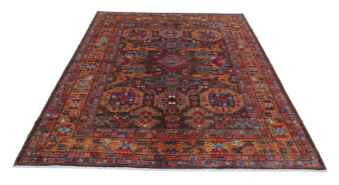 Hand Knotted Nomadic Caucasian Humna Wool Rug 6' 0" x 8' 7" - No. AT37587