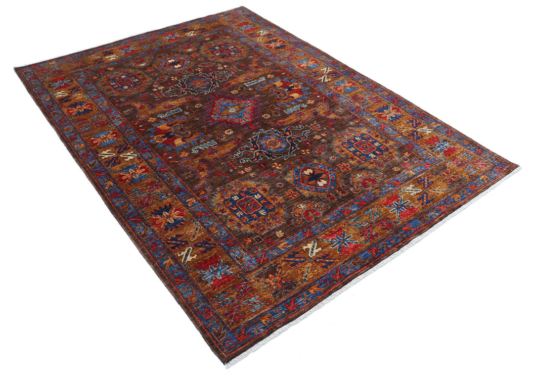 Hand Knotted Nomadic Caucasian Humna Wool Rug 4' 11" x 6' 9" - No. AT44317
