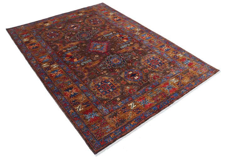 Hand Knotted Nomadic Caucasian Humna Wool Rug 4' 11" x 6' 9" - No. AT44317