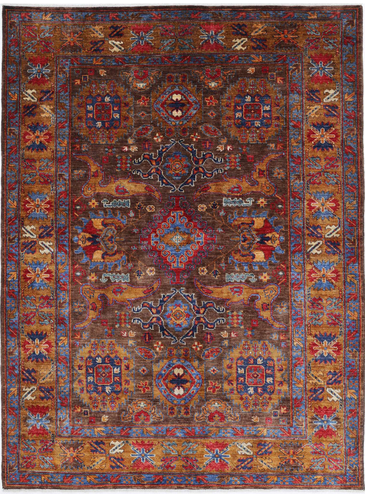 Hand Knotted Nomadic Caucasian Humna Wool Rug 4' 11" x 6' 9" - No. AT44317
