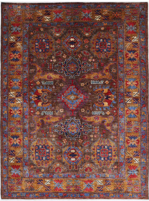Hand Knotted Nomadic Caucasian Humna Wool Rug 4' 11" x 6' 9" - No. AT44317
