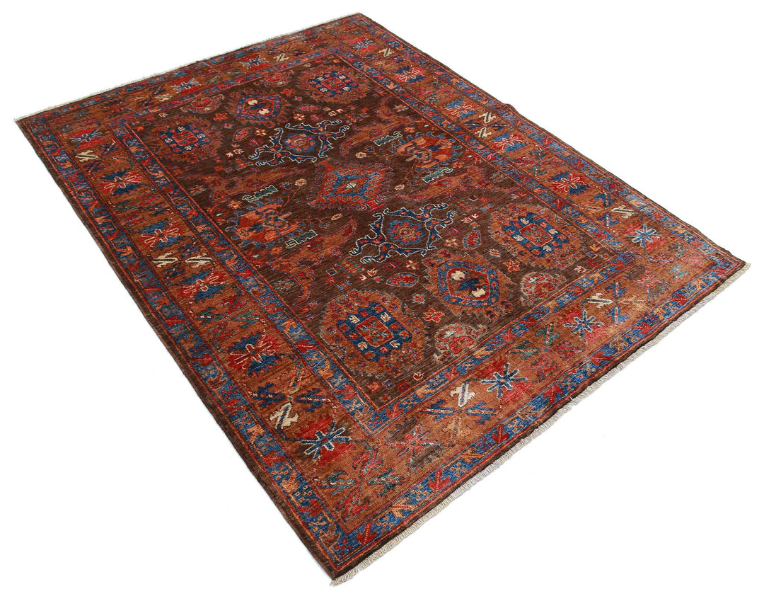 Hand Knotted Nomadic Caucasian Humna Wool Rug 5' 1" x 6' 4" - No. AT15336