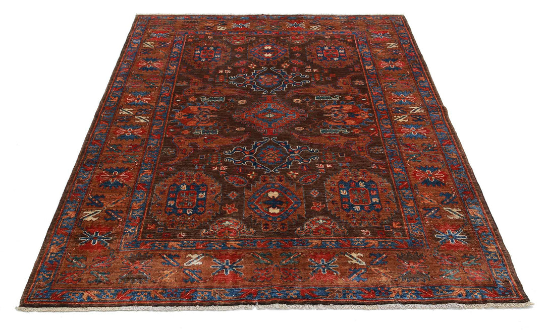 Hand Knotted Nomadic Caucasian Humna Wool Rug 5' 1" x 6' 4" - No. AT15336