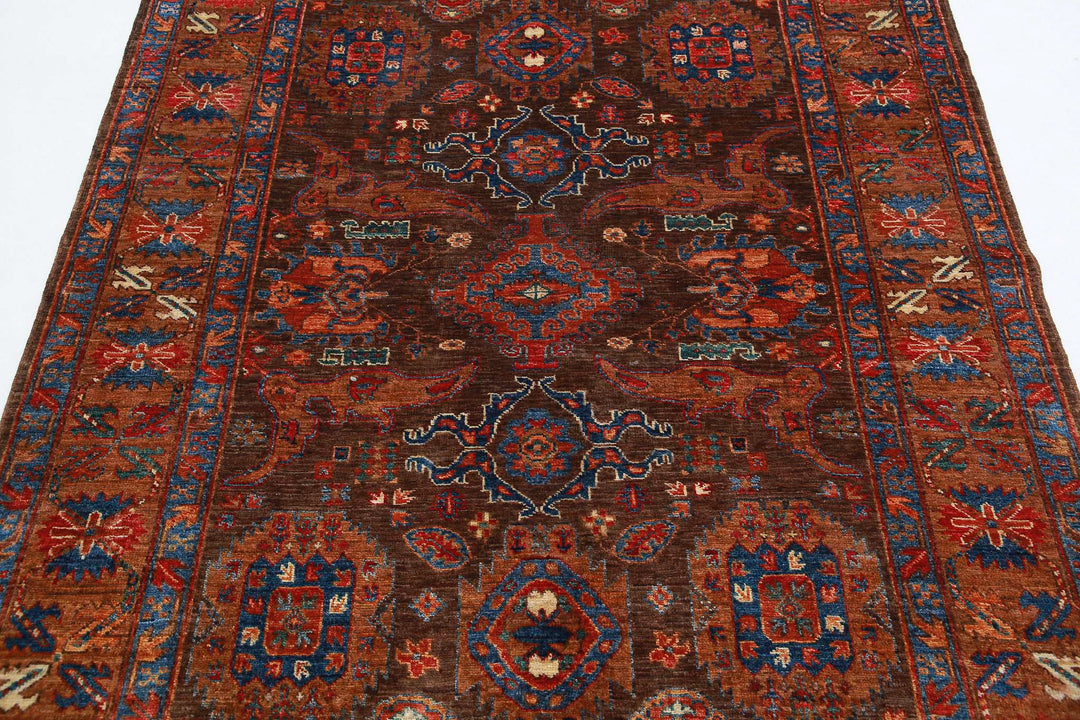 Hand Knotted Nomadic Caucasian Humna Wool Rug 5' 1" x 6' 4" - No. AT15336