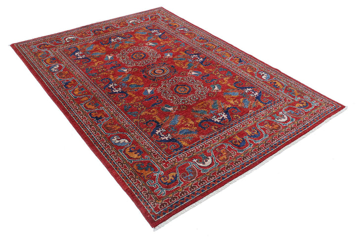 Hand Knotted Nomadic Caucasian Humna Wool Rug 5' 0" x 7' 1" - No. AT55113