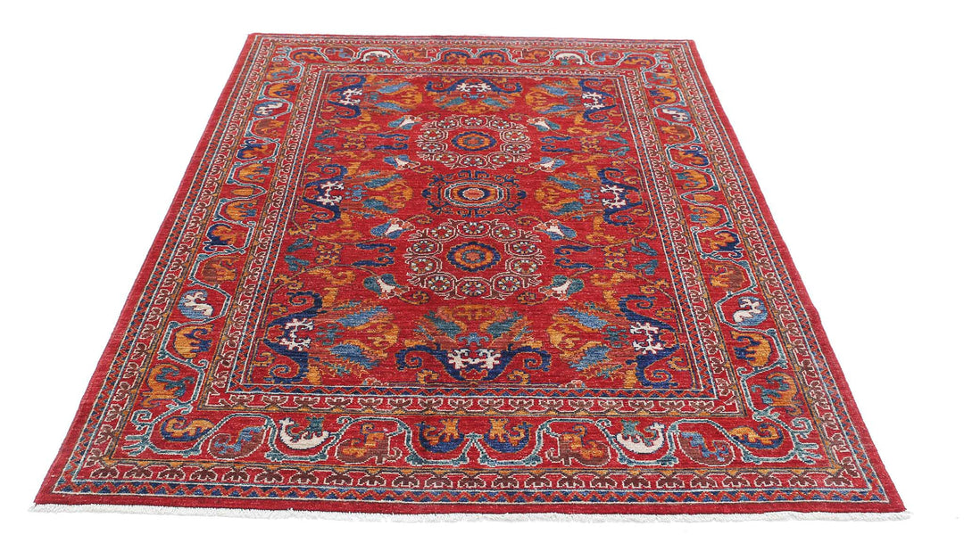 Hand Knotted Nomadic Caucasian Humna Wool Rug 5' 0" x 7' 1" - No. AT55113