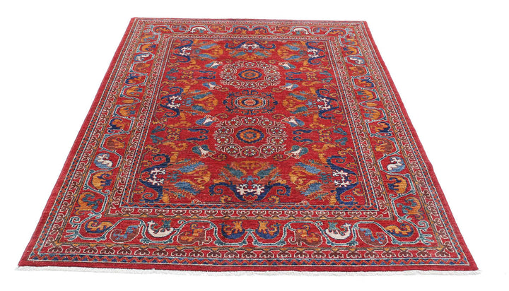 Hand Knotted Nomadic Caucasian Humna Wool Rug 5' 0" x 7' 1" - No. AT55113