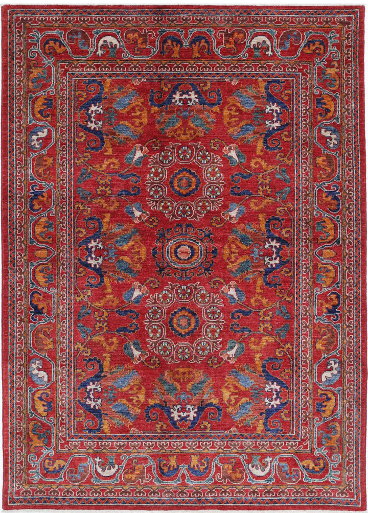 Hand Knotted Nomadic Caucasian Humna Wool Rug 5' 0" x 7' 1" - No. AT55113