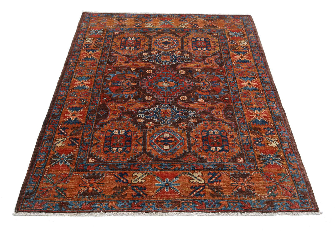 Hand Knotted Nomadic Caucasian Humna Wool Rug 4' 0" x 5' 9" - No. AT26655