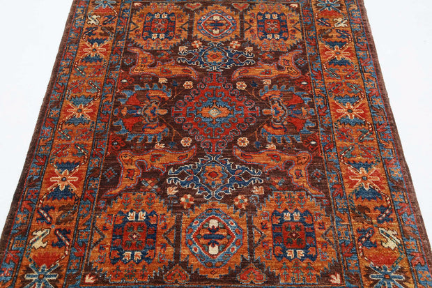 Hand Knotted Nomadic Caucasian Humna Wool Rug 4' 0" x 5' 9" - No. AT26655