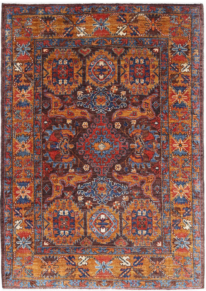 Hand Knotted Nomadic Caucasian Humna Wool Rug 4' 0" x 5' 9" - No. AT26655
