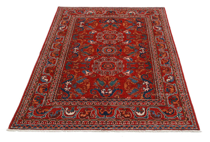 Hand Knotted Nomadic Caucasian Humna Wool Rug 4' 0" x 5' 11" - No. AT15961