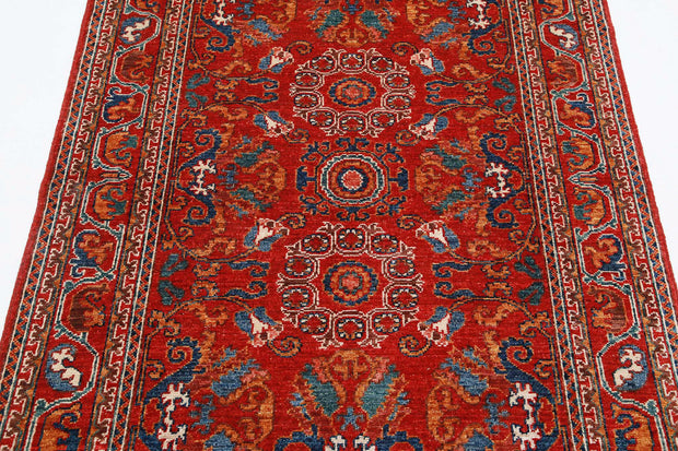 Hand Knotted Nomadic Caucasian Humna Wool Rug 4' 0" x 5' 11" - No. AT15961