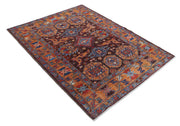 Hand Knotted Nomadic Caucasian Humna Wool Rug 4' 1" x 5' 7" - No. AT80242