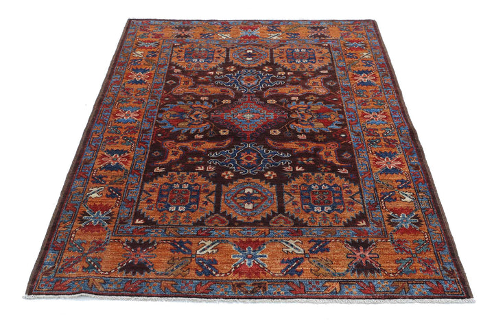 Hand Knotted Nomadic Caucasian Humna Wool Rug 4' 1" x 5' 7" - No. AT80242