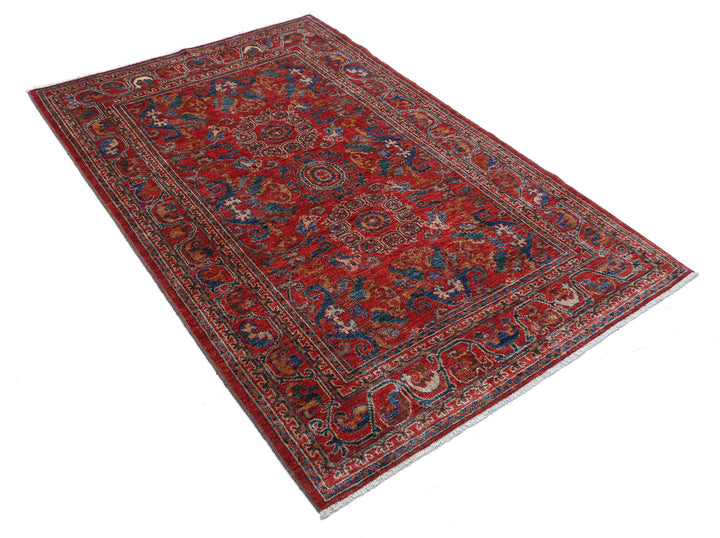 Hand Knotted Nomadic Caucasian Humna Wool Rug 4' 0" x 6' 1" - No. AT67039