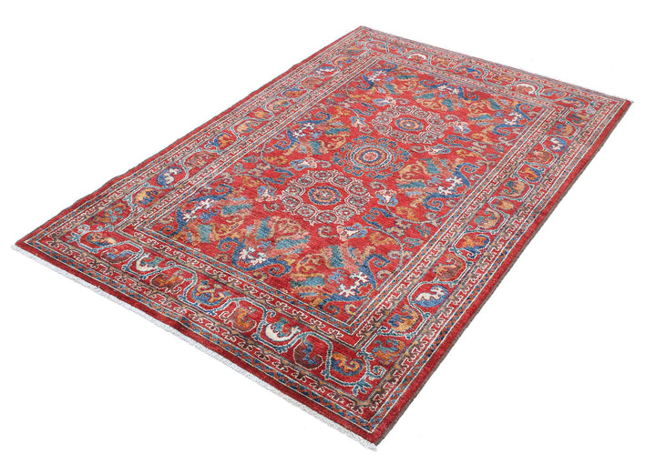 Hand Knotted Nomadic Caucasian Humna Wool Rug 4' 0" x 6' 1" - No. AT67039