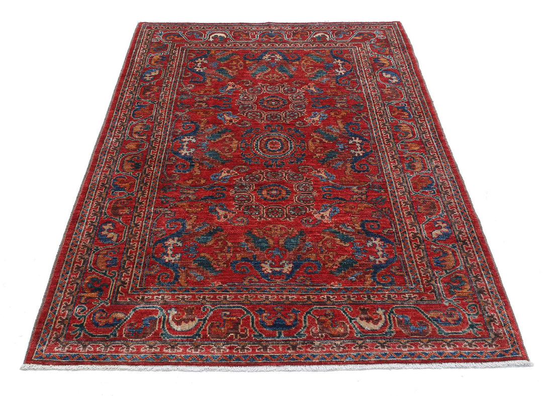 Hand Knotted Nomadic Caucasian Humna Wool Rug 4' 0" x 6' 1" - No. AT67039