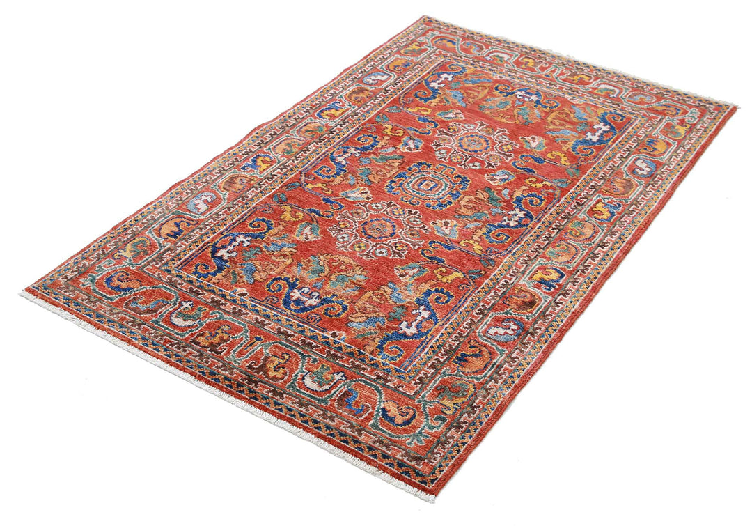 Hand Knotted Nomadic Caucasian Humna Wool Rug 3' 1" x 5' 0" - No. AT52533