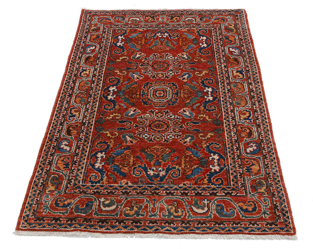 Hand Knotted Nomadic Caucasian Humna Wool Rug 3' 2" x 4' 10" - No. AT89607