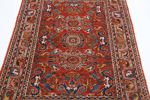 Hand Knotted Nomadic Caucasian Humna Wool Rug 3' 2" x 4' 10" - No. AT89607