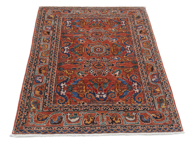 Hand Knotted Nomadic Caucasian Humna Wool Rug 2' 11" x 4' 6" - No. AT82355