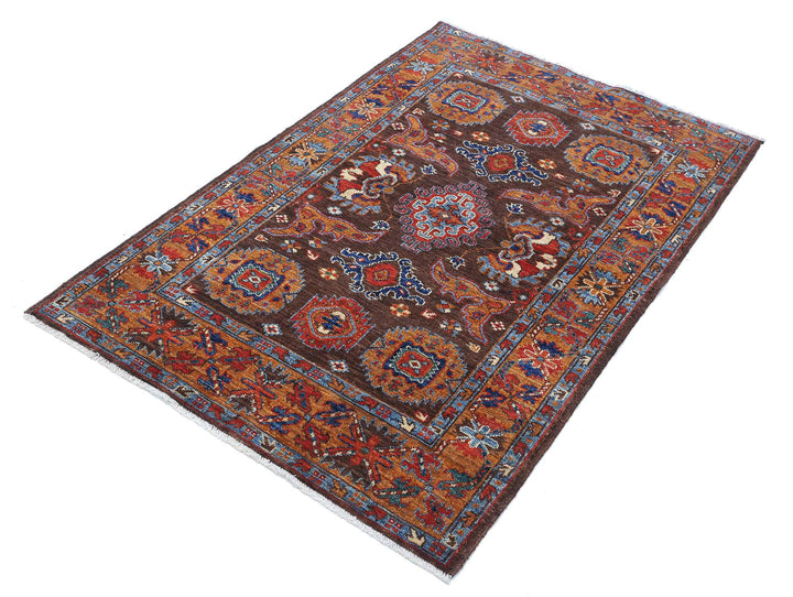 Hand Knotted Nomadic Caucasian Humna Wool Rug 3' 1" x 4' 10" - No. AT20952