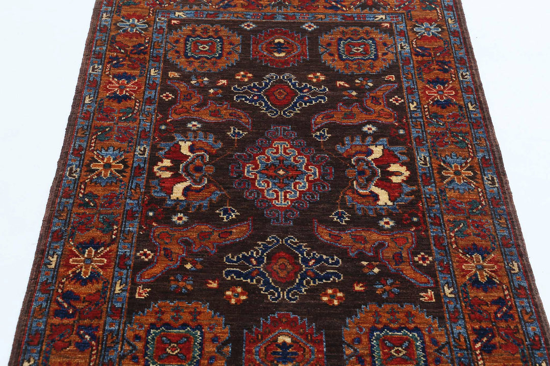 Hand Knotted Nomadic Caucasian Humna Wool Rug 3' 1" x 4' 10" - No. AT20952