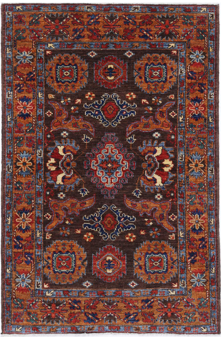 Hand Knotted Nomadic Caucasian Humna Wool Rug 3' 1" x 4' 10" - No. AT20952