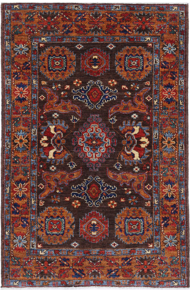 Hand Knotted Nomadic Caucasian Humna Wool Rug 3' 1" x 4' 10" - No. AT20952