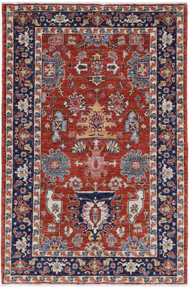 Hand Knotted Nomadic Caucasian Humna Wool Rug 3' 2" x 4' 10" - No. AT95912