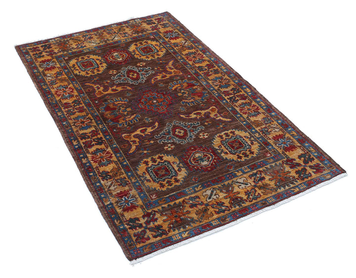 Hand Knotted Nomadic Caucasian Humna Wool Rug 2' 11" x 4' 9" - No. AT56886