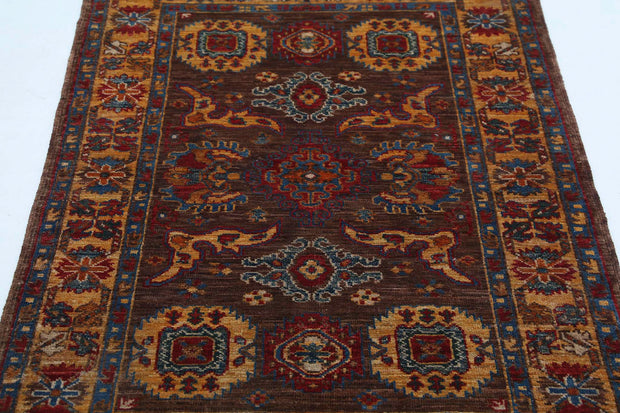 Hand Knotted Nomadic Caucasian Humna Wool Rug 2' 11" x 4' 9" - No. AT56886