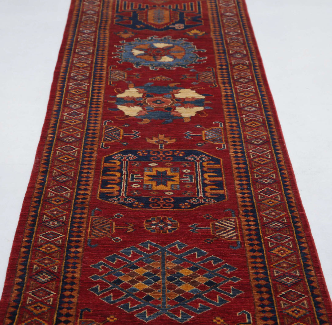 Hand Knotted Nomadic Caucasian Humna Wool Rug 2' 8" x 12' 3" - No. AT61192