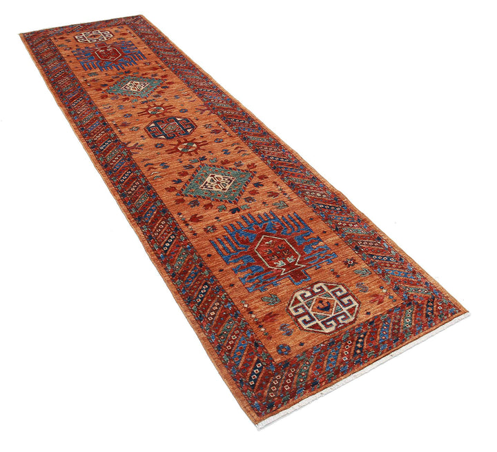 Hand Knotted Nomadic Caucasian Humna Wool Rug 2' 9" x 9' 8" - No. AT64663