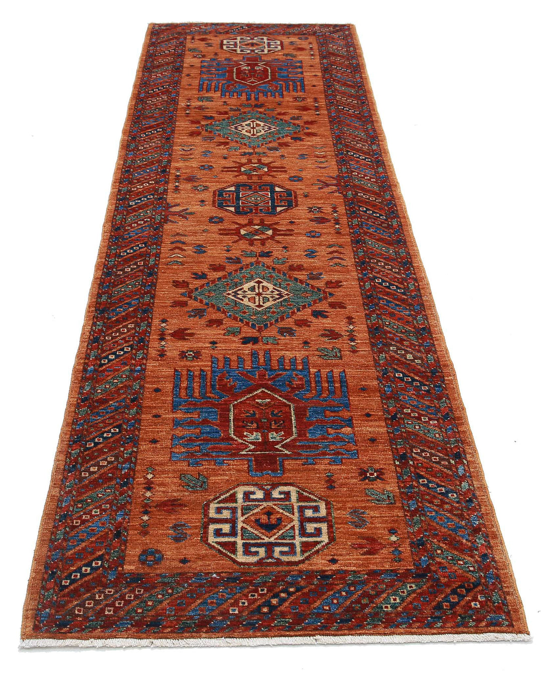 Hand Knotted Nomadic Caucasian Humna Wool Rug 2' 9" x 9' 8" - No. AT64663
