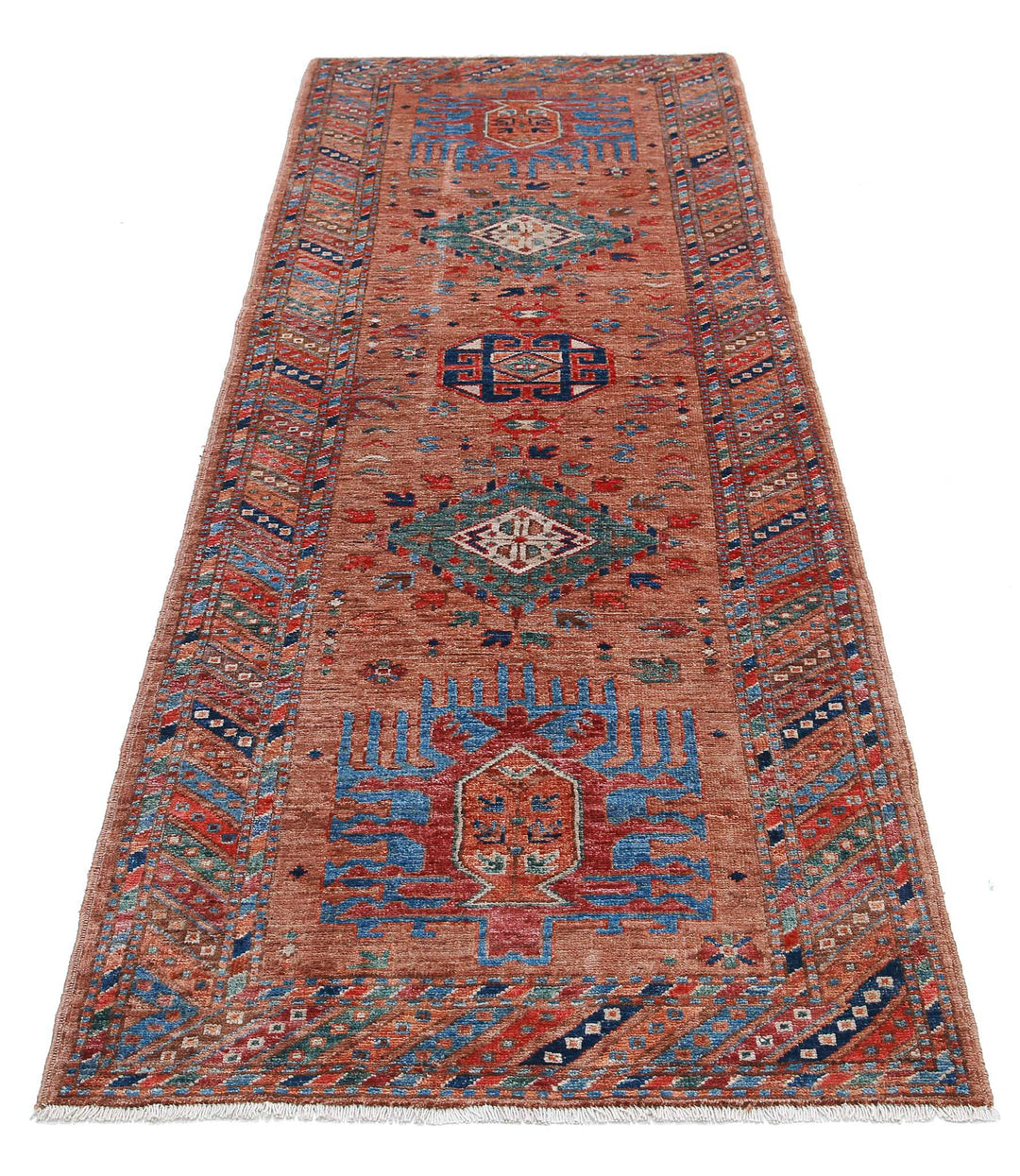 Hand Knotted Nomadic Caucasian Humna Wool Rug 2' 9" x 8' 0" - No. AT14984