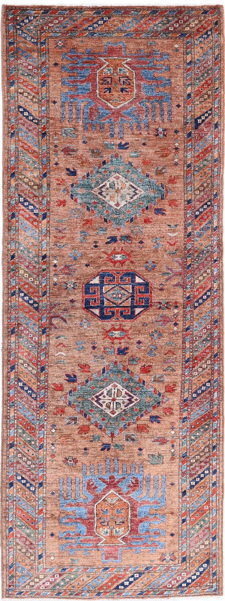 Hand Knotted Nomadic Caucasian Humna Wool Rug 2' 9" x 8' 0" - No. AT14984