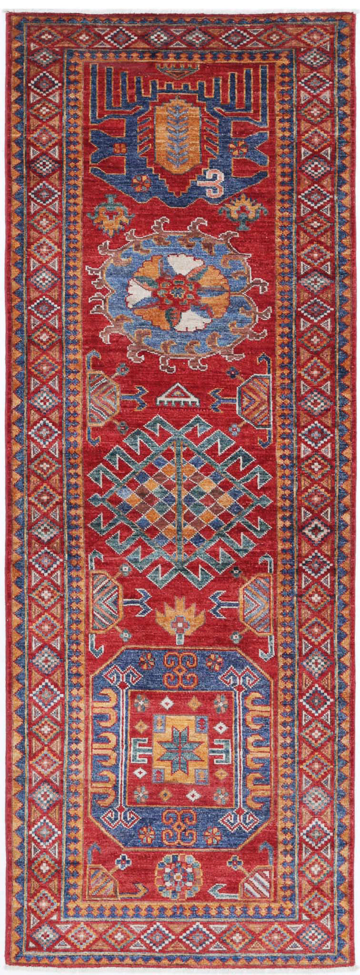 Hand Knotted Nomadic Caucasian Humna Wool Rug 2' 9" x 8' 1" - No. AT35650