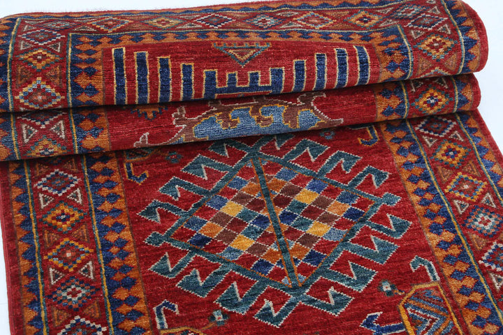 Hand Knotted Nomadic Caucasian Humna Wool Rug 2' 9" x 8' 0" - No. AT49390