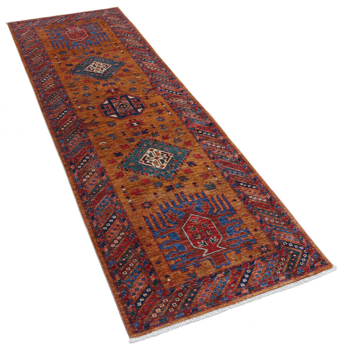 Hand Knotted Nomadic Caucasian Humna Wool Rug 2' 8" x 7' 7" - No. AT17529