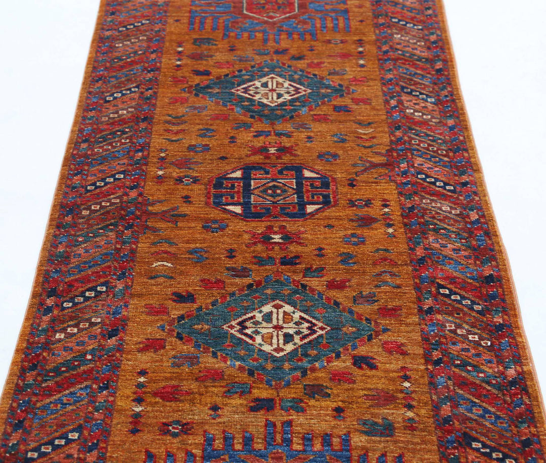 Hand Knotted Nomadic Caucasian Humna Wool Rug 2' 8" x 7' 7" - No. AT17529