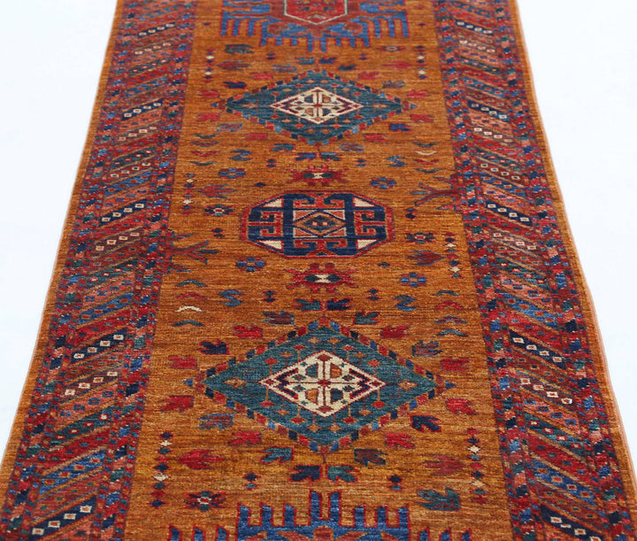 Hand Knotted Nomadic Caucasian Humna Wool Rug 2' 8" x 7' 7" - No. AT17529