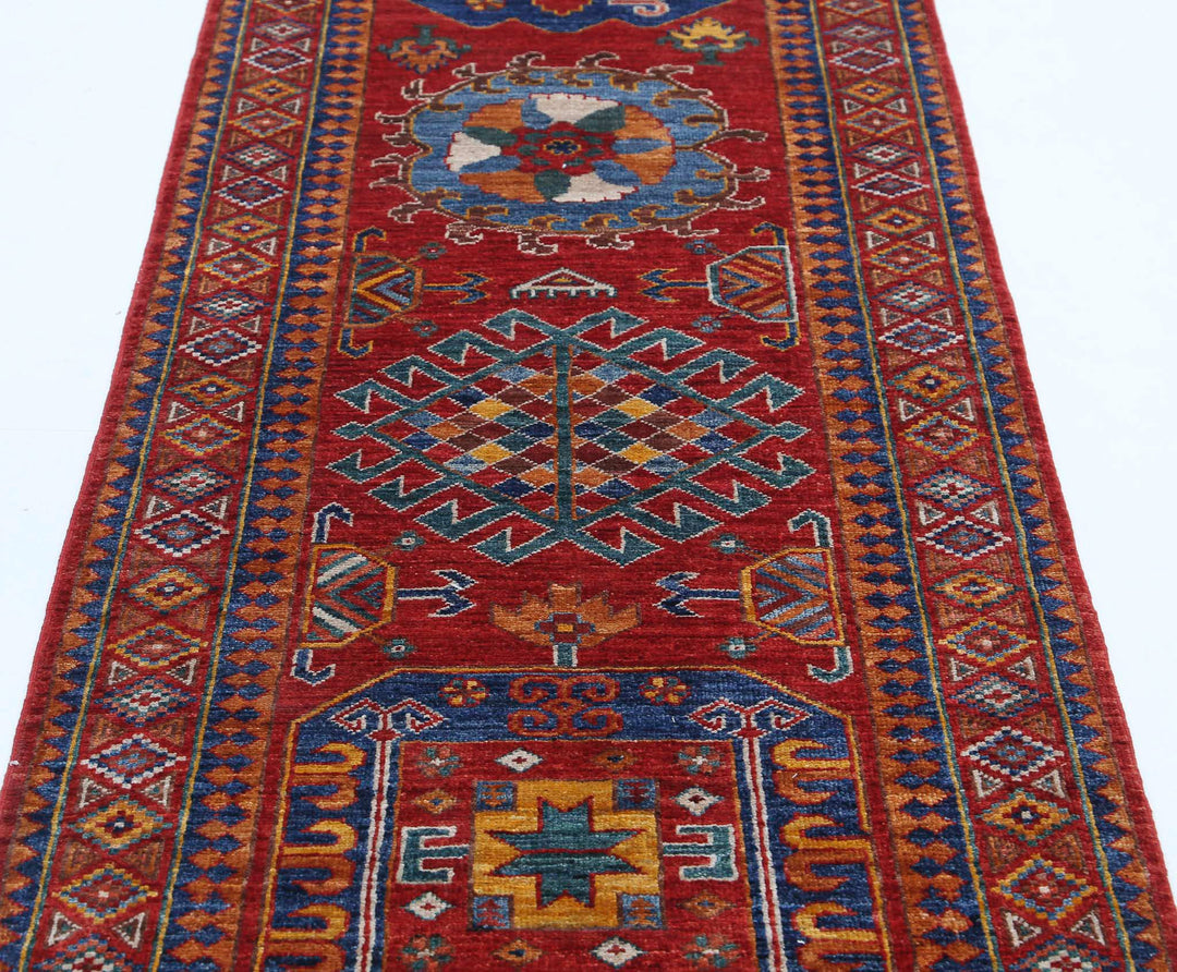 Hand Knotted Nomadic Caucasian Humna Wool Rug 2' 9" x 8' 2" - No. AT39413