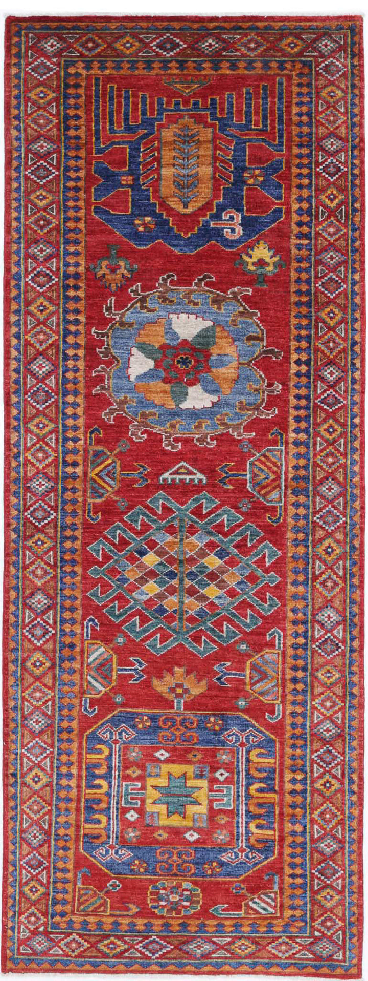 Hand Knotted Nomadic Caucasian Humna Wool Rug 2' 9" x 8' 2" - No. AT39413