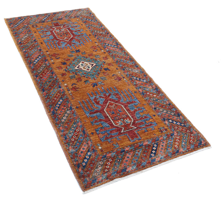Hand Knotted Nomadic Caucasian Humna Wool Rug 2' 7" x 5' 10" - No. AT57672